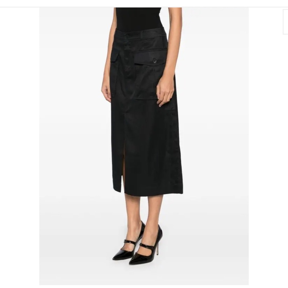 Ulla Johnson Black Lyocell Blend Cargo Midi Skirt Elastic Waist Size S NWOT